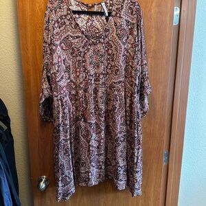 American Rag Paisley Dress - Brown and Red
